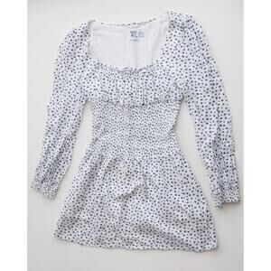Princess Polly White Dress with Navy Detail (Size 4)